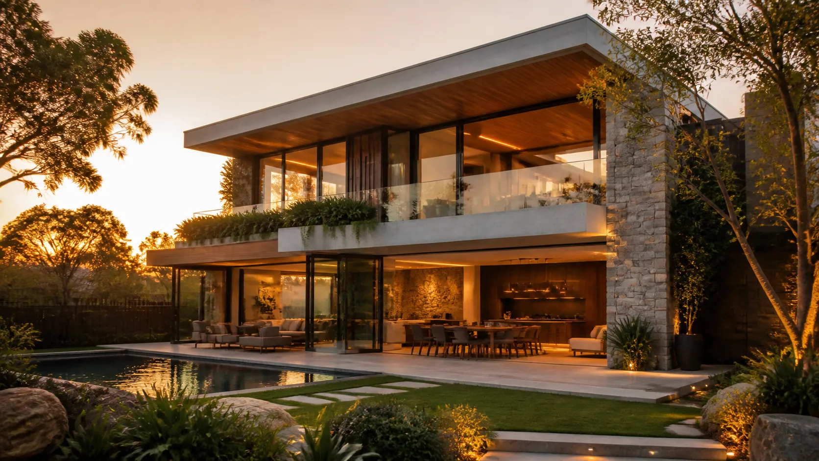 Contemporary residential design concept with considered material palette